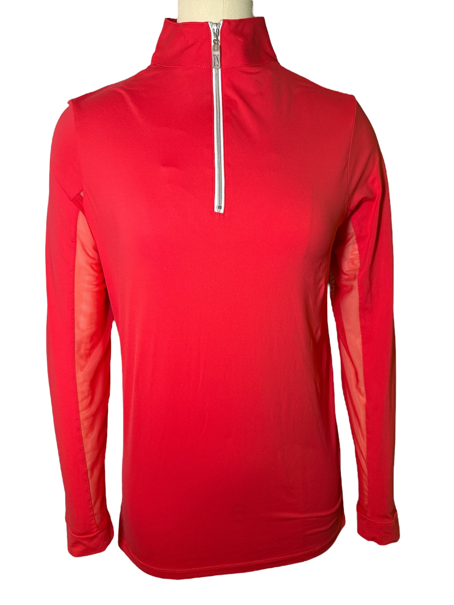 The Tailored Sportsman Women's Long Sleeve IceFil Zip Shirt - Coral / White Zipper - Size Medium