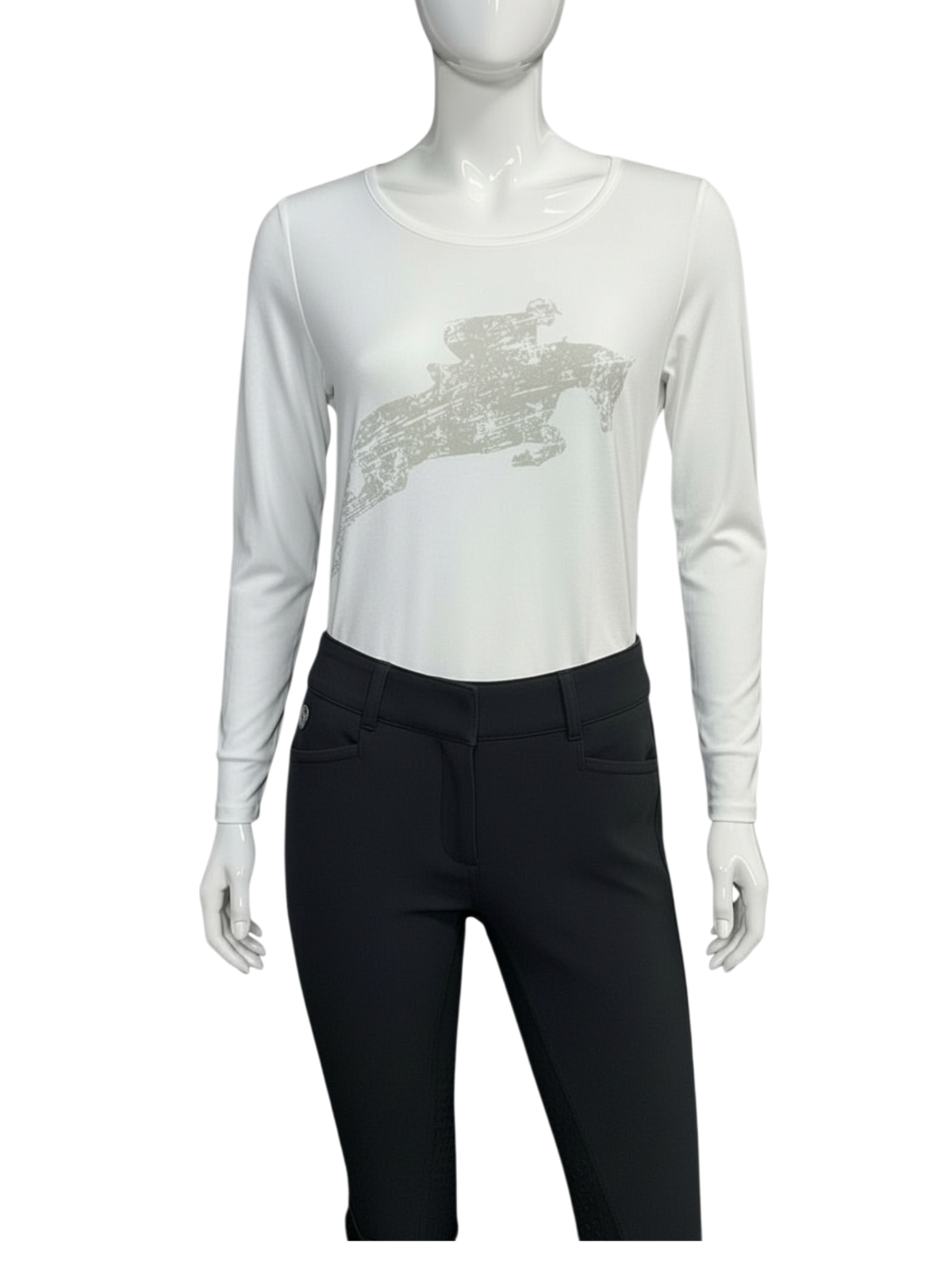 Chestnut Bay Long Sleeve White Jumping T-Shirt Small NEW
