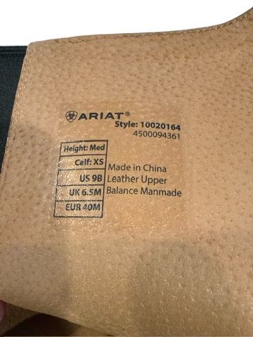 Ariat Heritage Contour II Field Zip Tall Riding Black Boot - Size US 9 / XS Calf / Height Medium