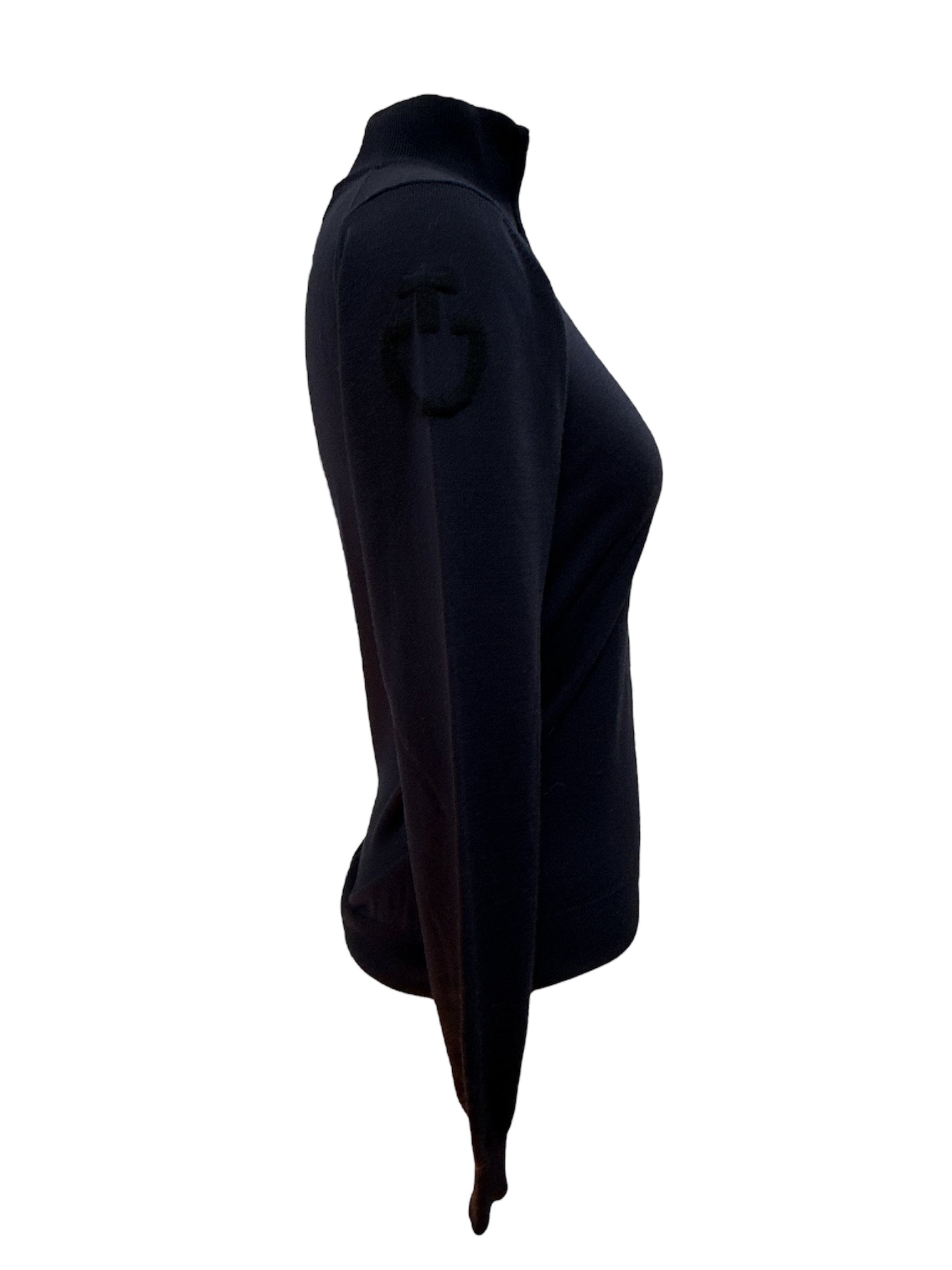 Cavalleria Toscana Logo 1/4 Zip Pullover Wool Blend Sweater - Navy Blue / Size Medium