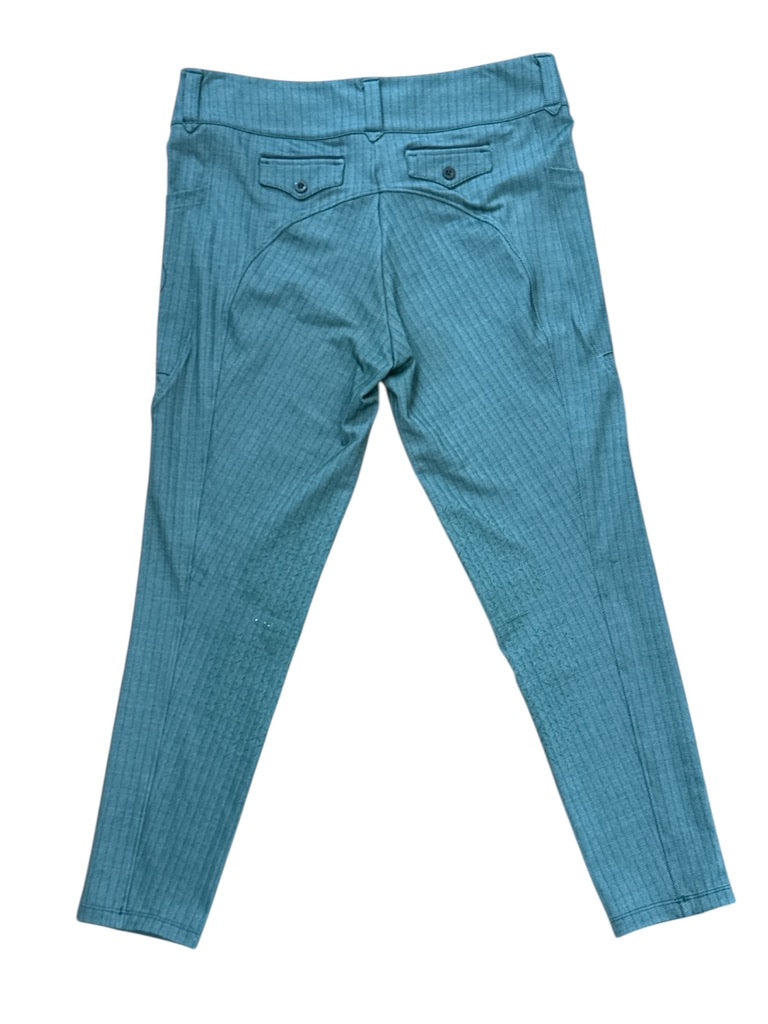 Free Ride Equestrian Knee Grip Lux Breeches - Green Tweed / Size XL