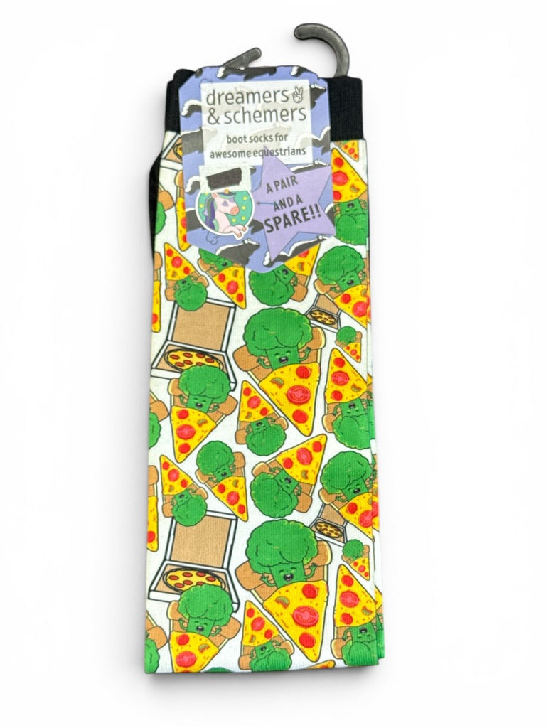 Dreamers & Schemers Pizza! "A Pair and A Spare" Boot Socks New w/Tags One Size NEW