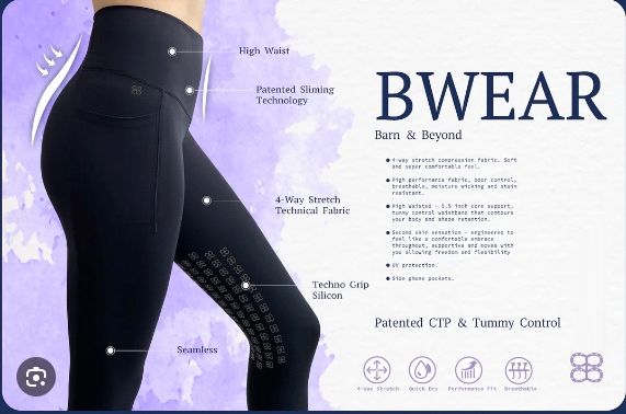 Barn and Beyond Equestrian Calypso Knee Grip Leggings - Black / Size XS NEW