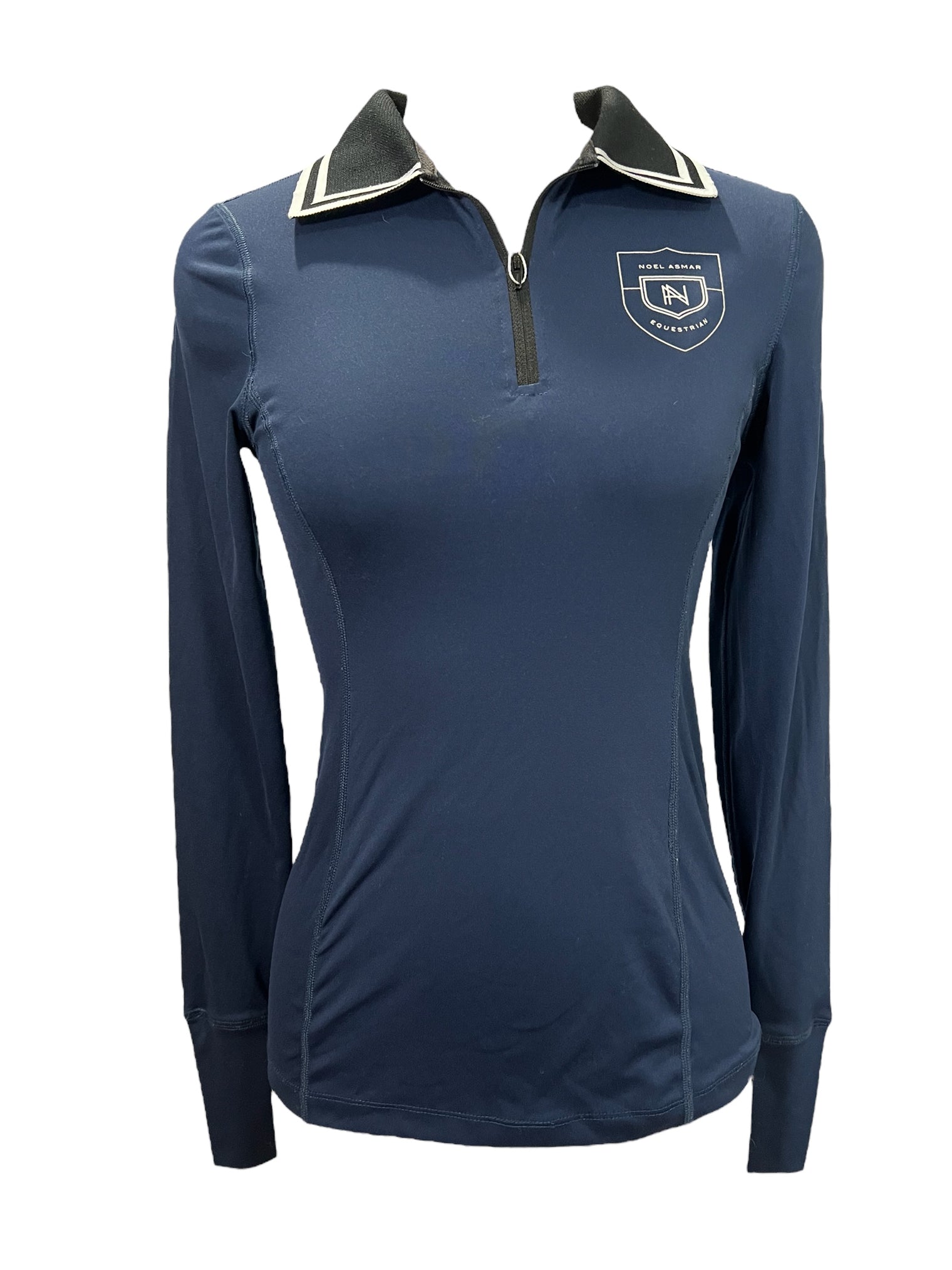 Noel Asmar Flora Long Sleeve Polo Shirt - Navy / Size XS