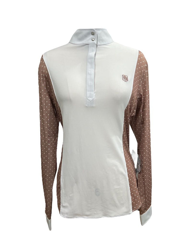 ROMFH Schuyler Long Sleeve Shirt White and Rose Dot / Size XL NEW