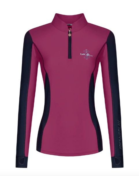 Fair Play Half Turtleneck KAMILA Dark Pink-Navy Medium New w/Tags