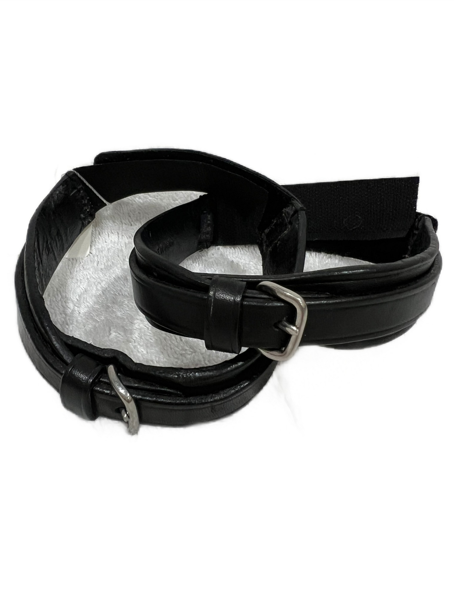 Black Kid's Show Garters Easy On Leather and Velcro, Kids
