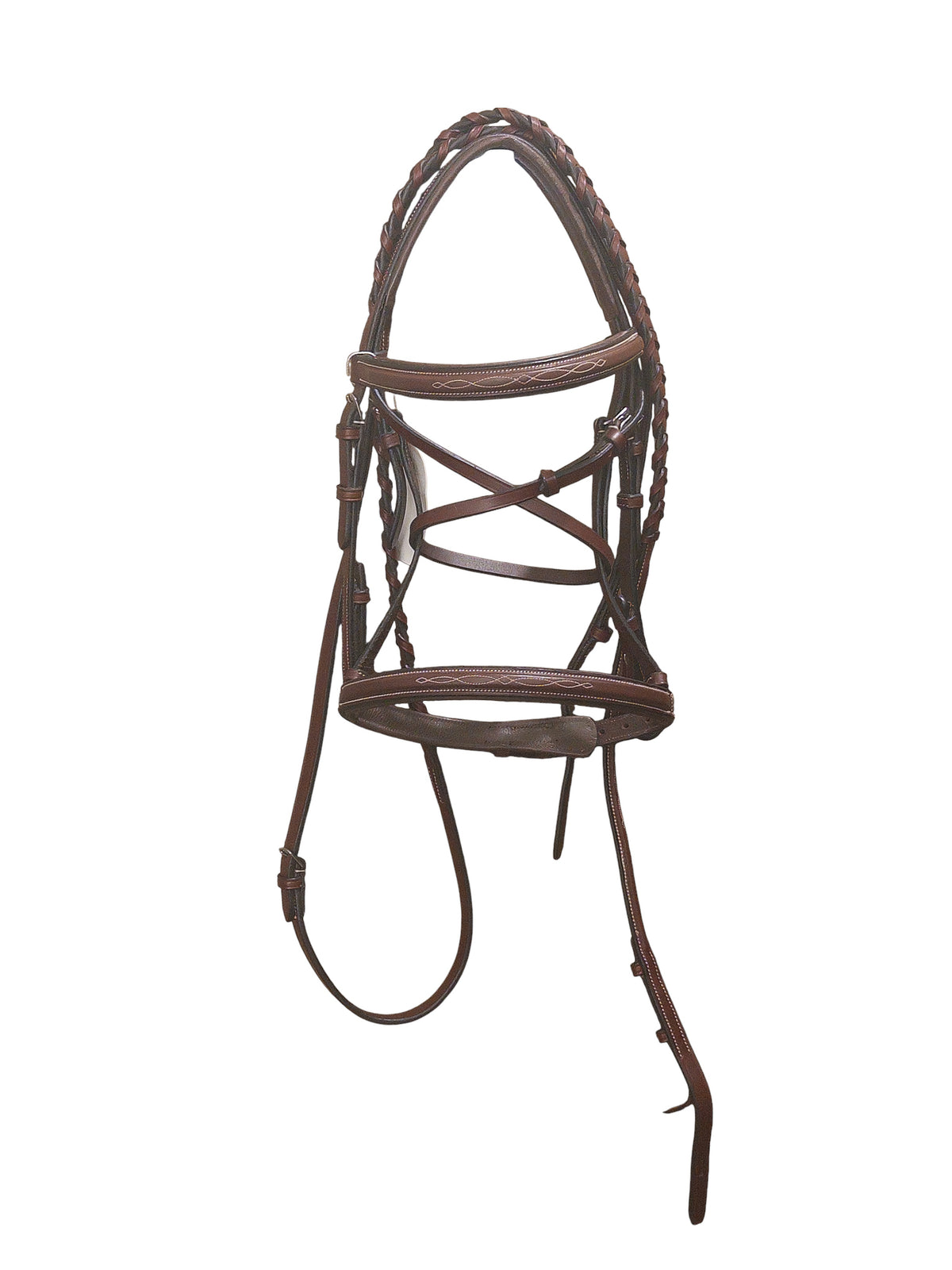 Beval Gladstone Fancy Stitch Bridle - Pony Size with Braided Reins