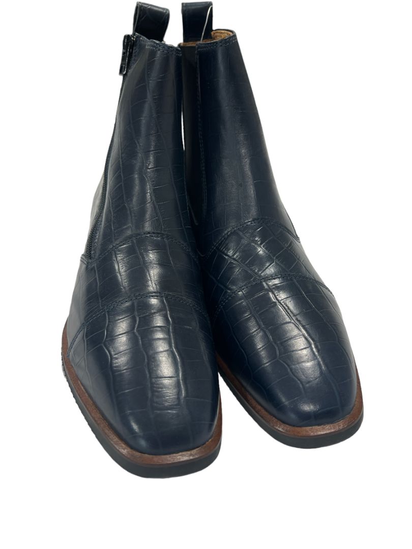 Montar Navy Blue Croc Embossed Zipper Paddock/Jodhpur Boots Size 42 NEW