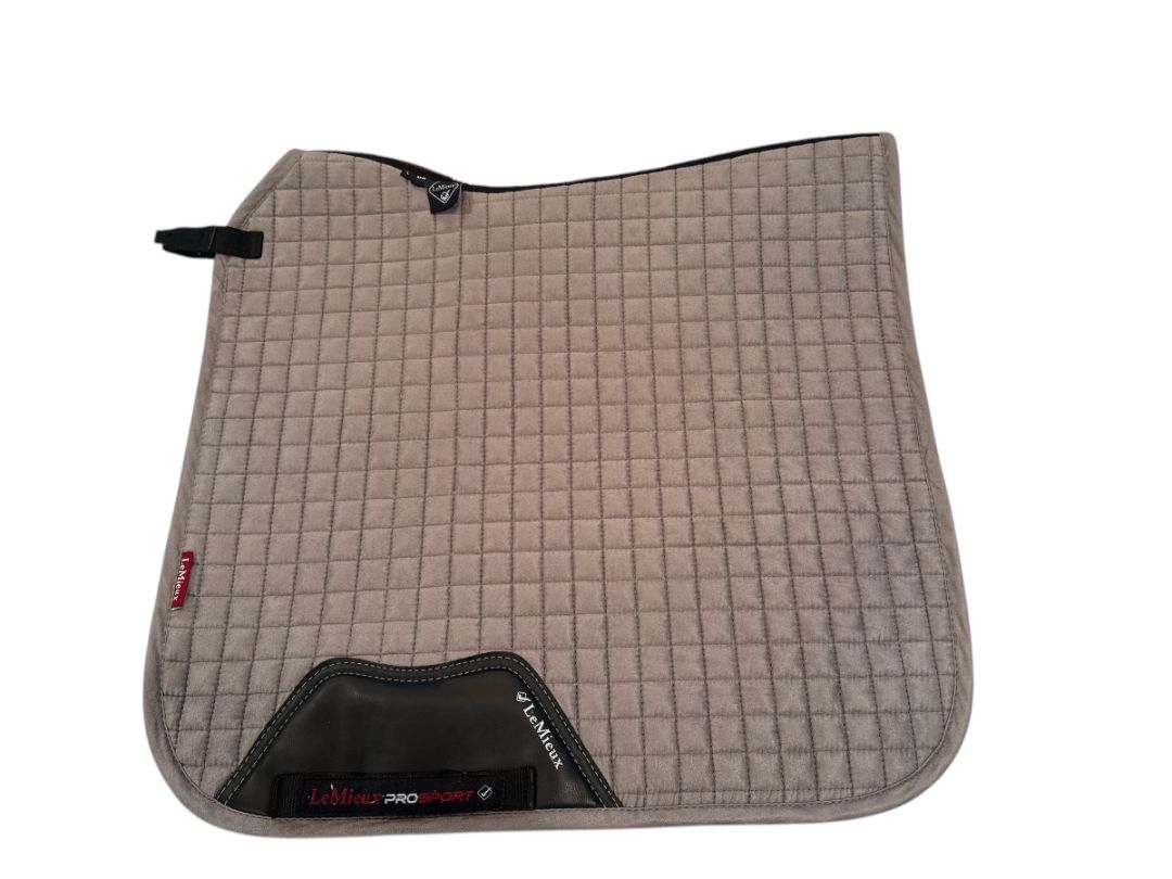 LeMieux Pro Sport Suede Dressage Square Saddle Pad - Size Large Grey/Tan