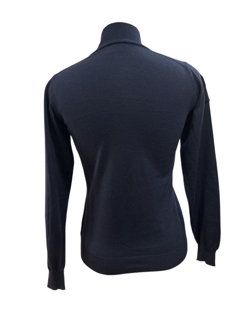 Cavalleria Toscana Logo 1/4 Zip Pullover Wool Blend Sweater - Navy Blue / Size Medium