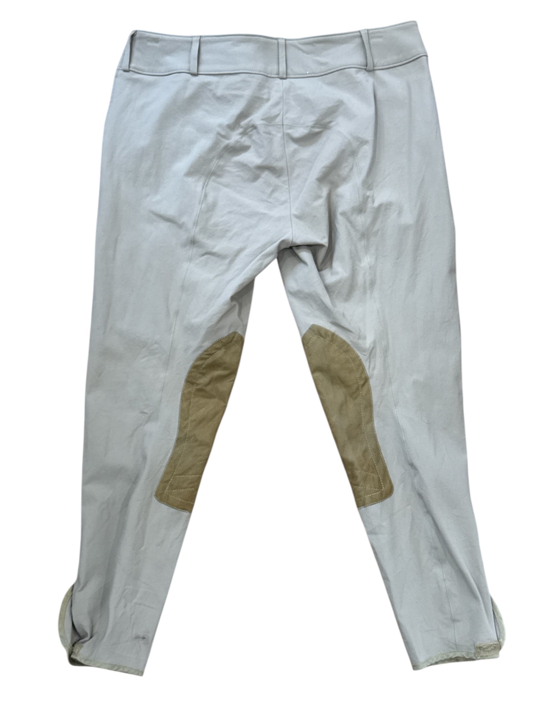 The Tailored Sportman Trophy Hunter Size Zip Knee Patch Breeches (Style #1964) Tan / Size US 34