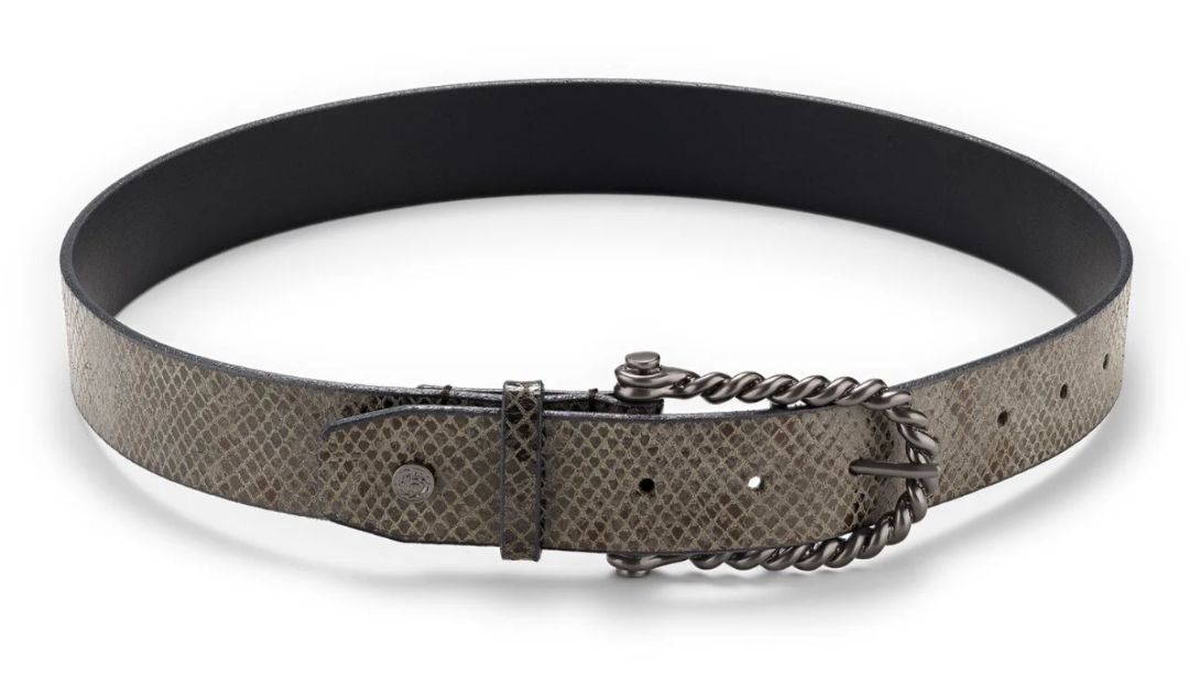 Hannah Childs Twisted Bit Belt - Gunmetal Python Grey / Size Small
