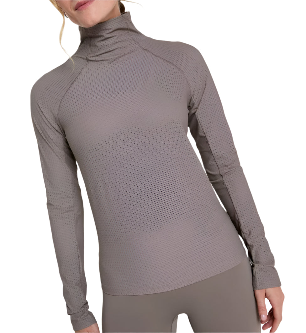 CALIA Women's Mesh Perforated Long Sleeve Top - Size Medium / Dark Grey  NEW