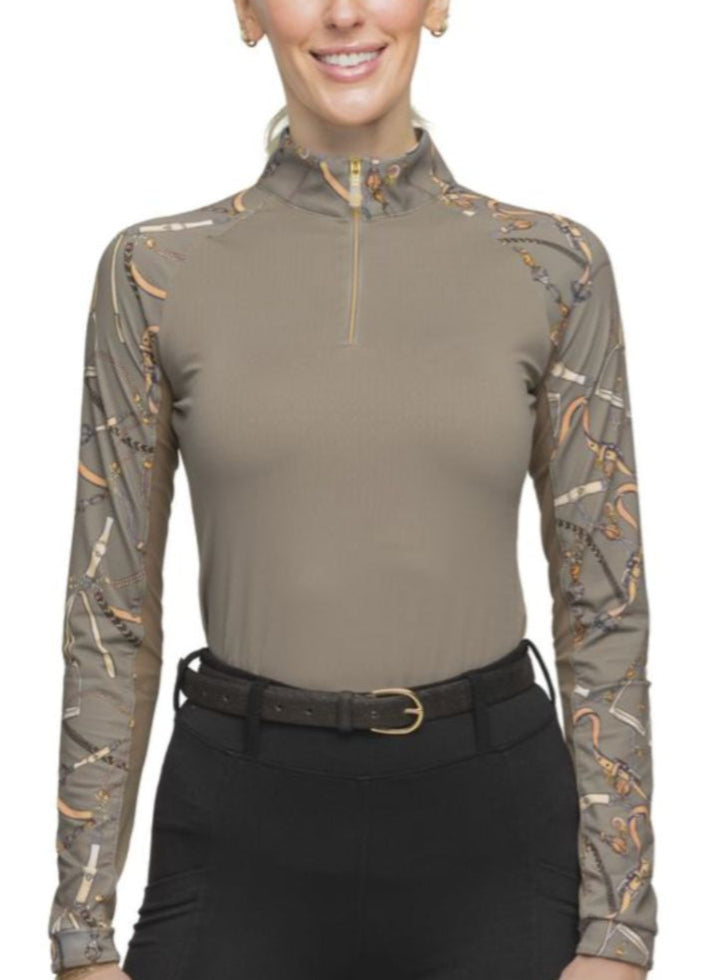 Kastel Denmark Betty Raglan Long Sleeve Sun Shirt - Size Small / Taupe Belts