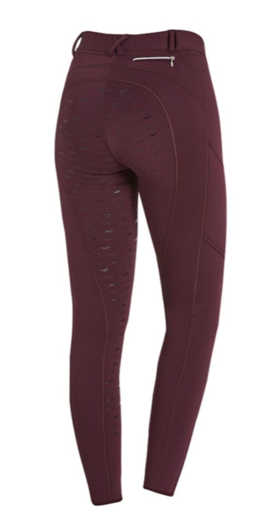 Schockemohle Winter Riding Tights II Full Grip - Burgundy / Size US 26