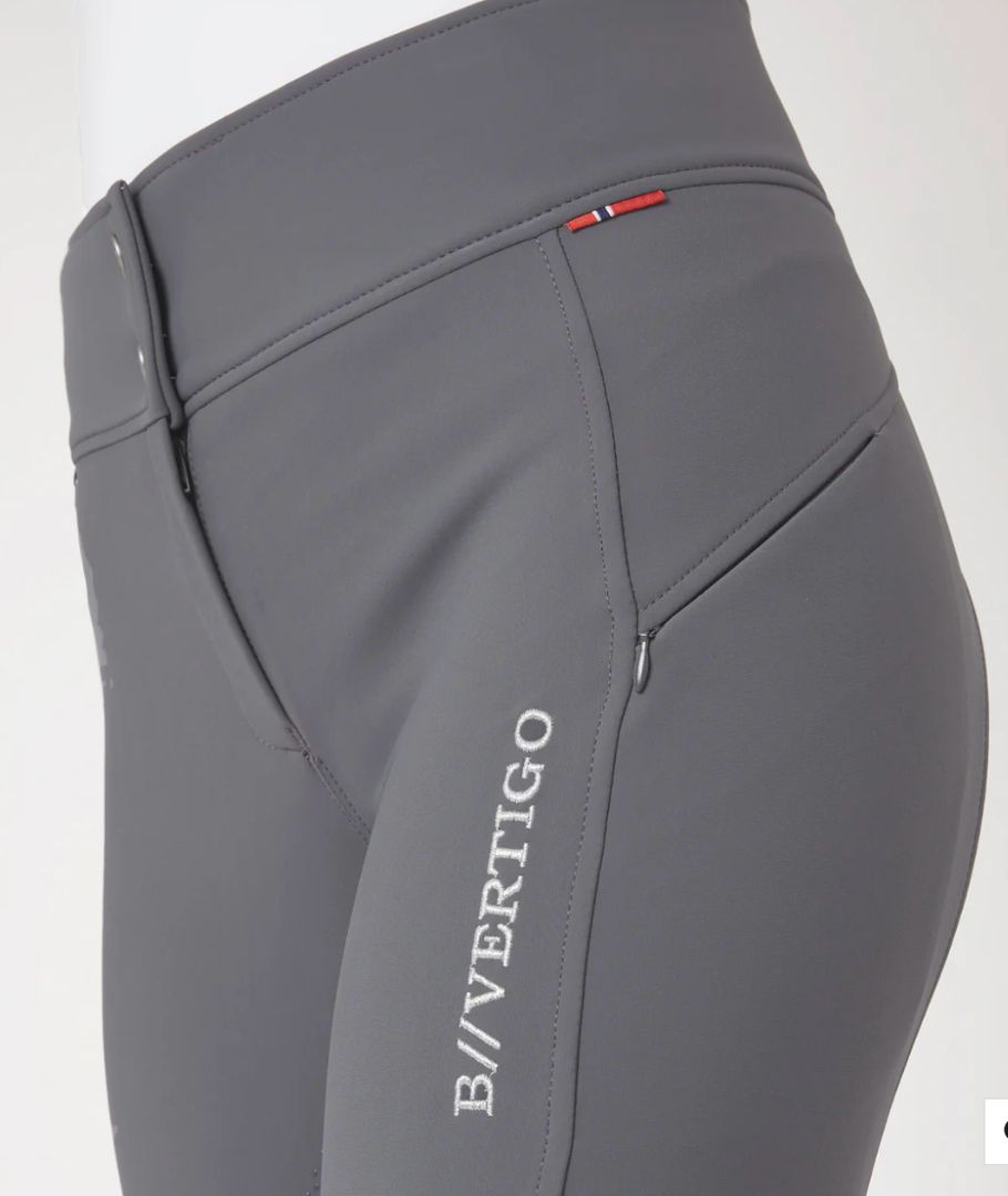 B Vertigo Justine Thermo Silicone Full Seat Breeches - Grey / Size US 32 (EU 44) NEW