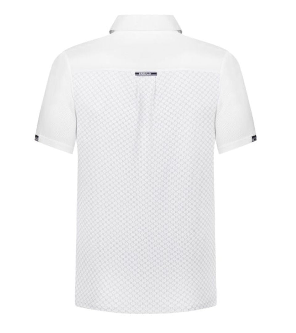 Fair Play Men's John Short Sleeve Polo Show Shirt - White Grey Print / Size Large NEW