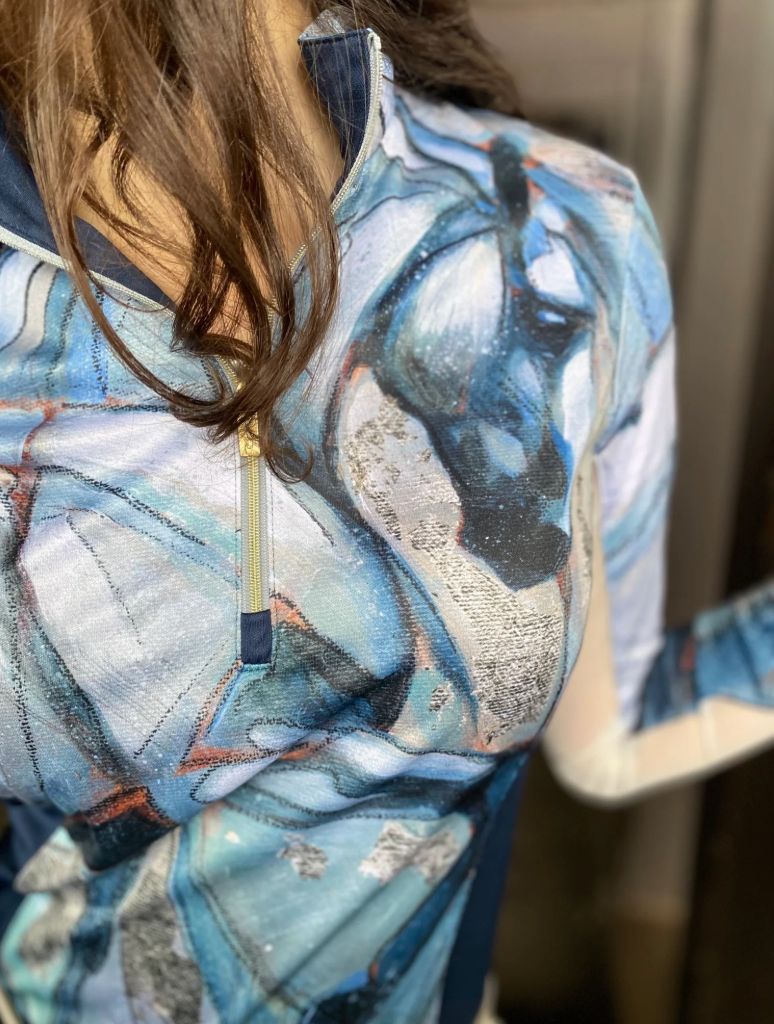 Arista Equestrian Genest Mesh 1/4 Zip Sun Shirt - Once In a Blue Moon / Size XL NEW