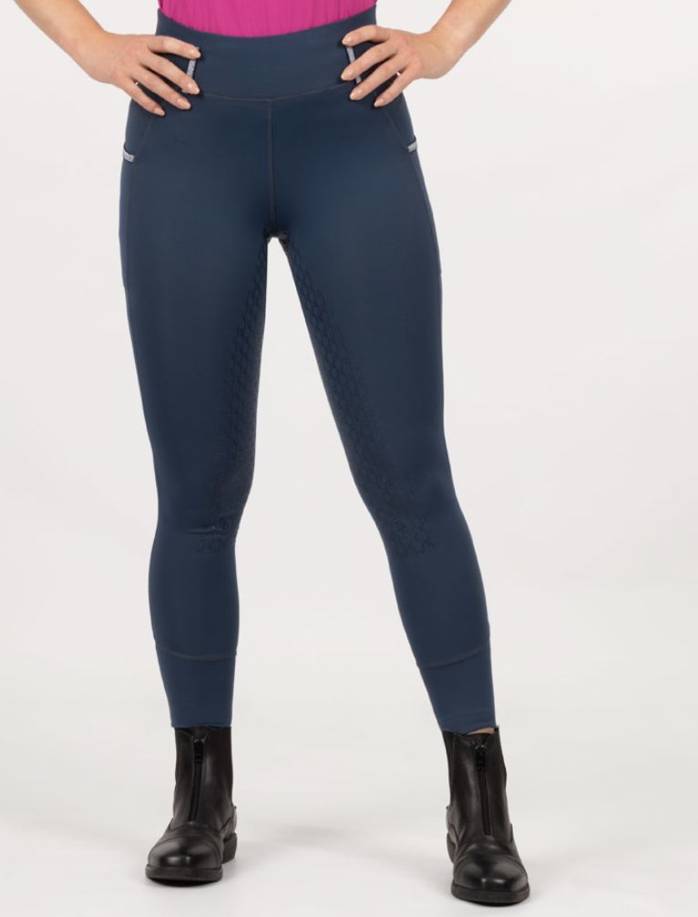 BR Equestrian Christene Tregging Full Seat Grip Breeches - Navy Sky / Size EU 34 (US 22) NEW