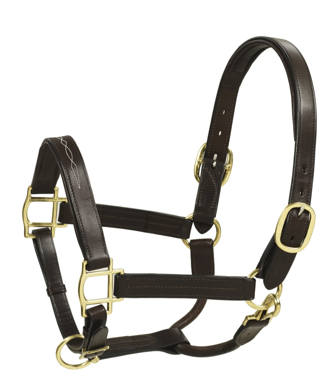 HK Americana Fancy Stitched Padded Leather Halter - Oakbark Brown / Cob