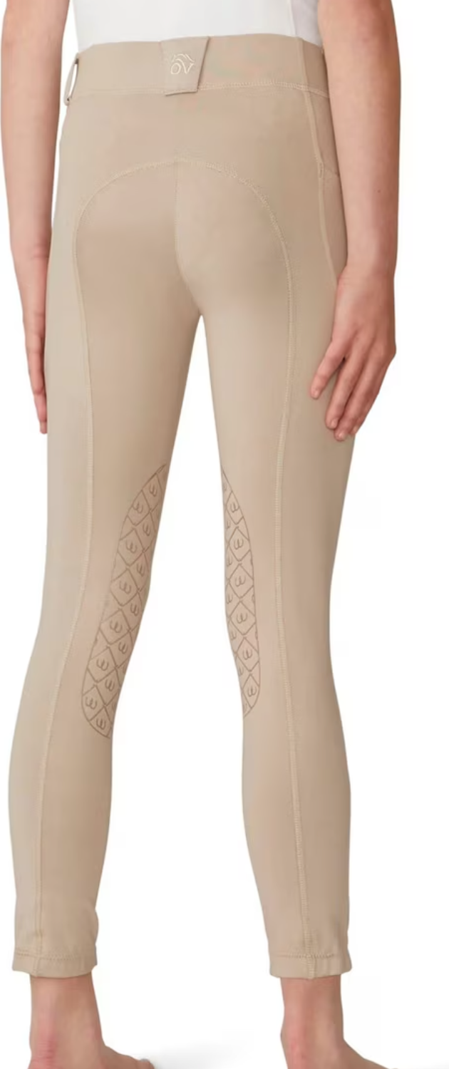 Ovation Kid''s Aerowick GripTech Knee Patch Jods - Neutral Beige / Size Youth Large (12) NEW