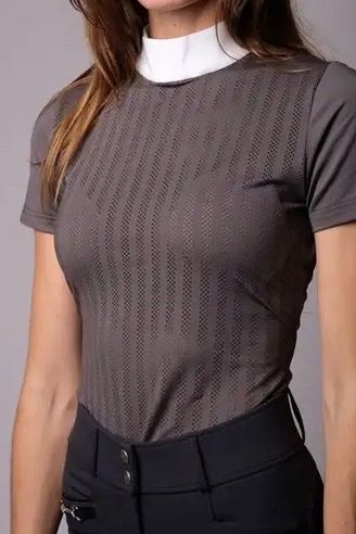 Montar Aniek Laser Cut Competition Short Sleeve Shirt Grey Size Large - NEW