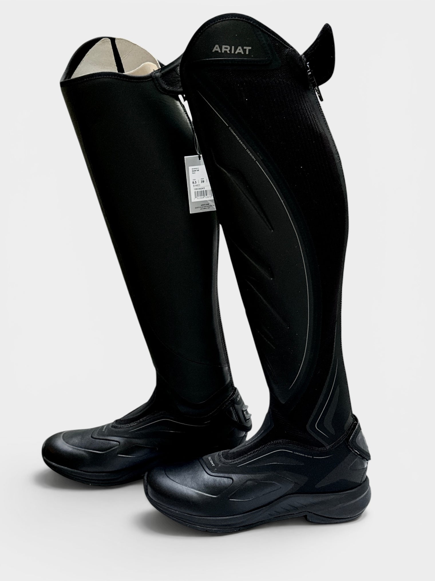 Ariat Woman's Ascent Tall Boots -Black / Size US 8.5 / Medium Width NEW
