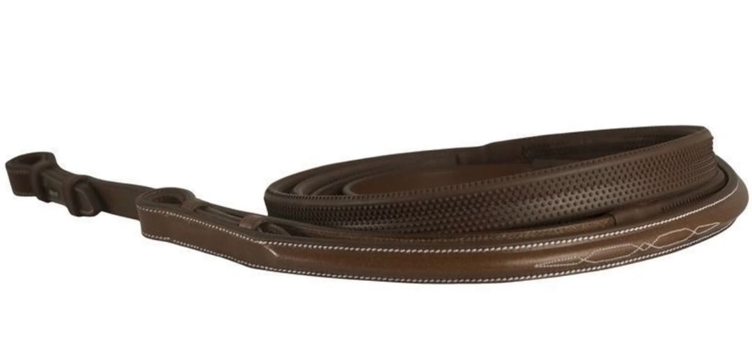 DaVinci Fancy Raised Rubber Rein Dark Brown 5/8" x 54" NEW