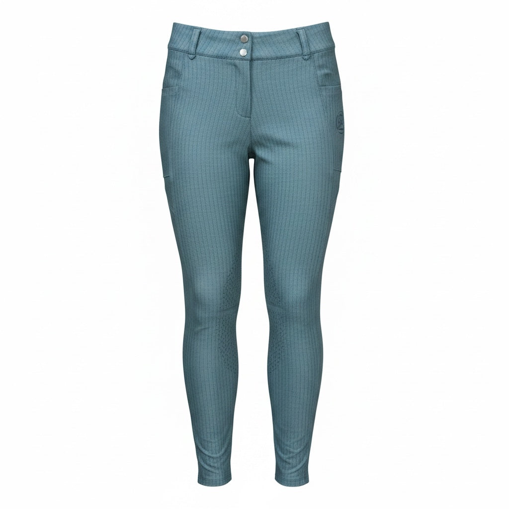 Free Ride Equestrian Knee Grip Lux Breeches Green Tweed, XL