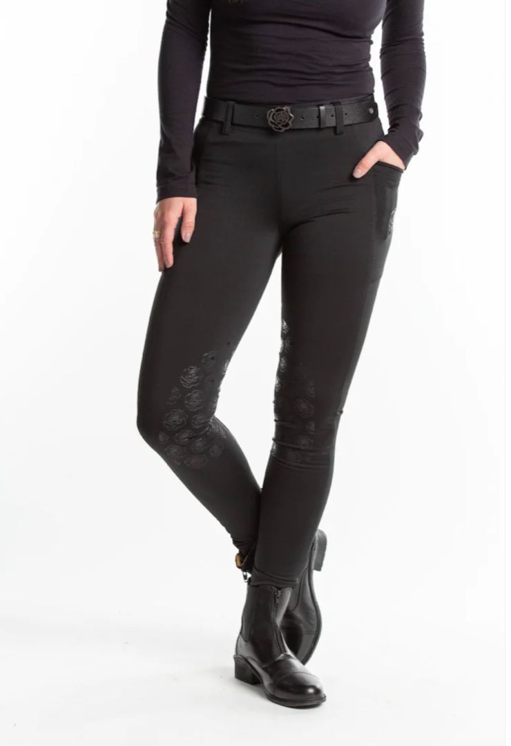 Hannah Childs Danielle Knee Grip Riding Tights - Black / Size XL NEW