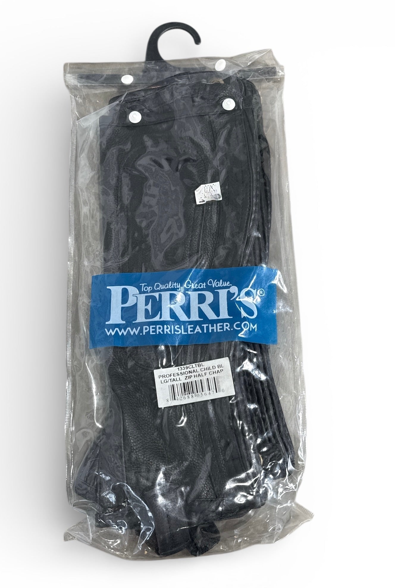 Perri's Professional Child Leather Zip Half Chaps - Black Youth Large Calf /Tall NEW