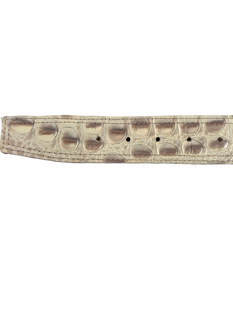 Mane Jane Belt Reversible Champagne Croc Embossed / Dark Brown, Rose Gold Buckle S