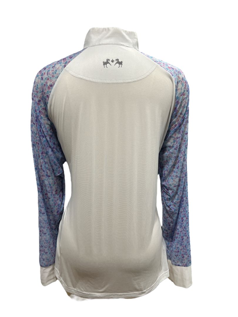 Equine Couture Smyrna Long Sleeve Show Shirt - White Mosaic /Size XXX Large