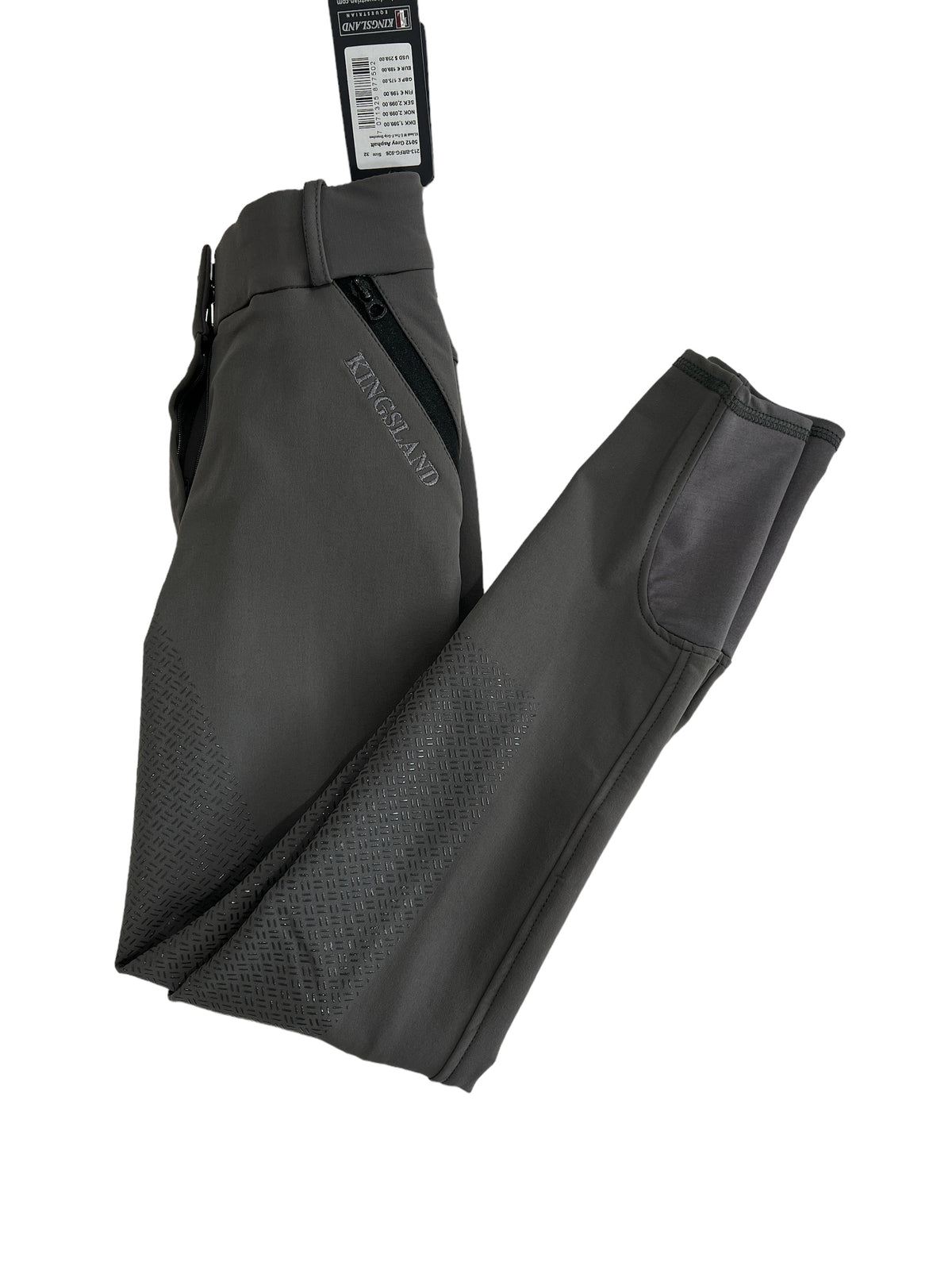 Kingsland Kadi Full Grip, High Rise Breeches, Grey Asphalt -Size EU 32/US 2 NEW
