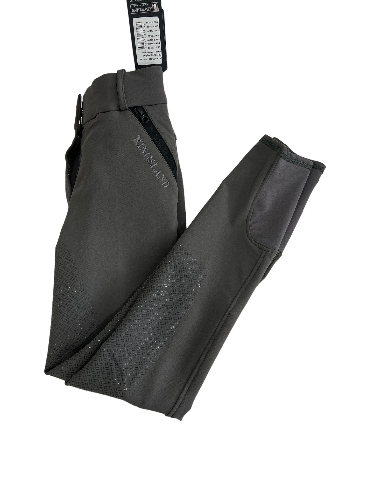 Kingsland Kadi Full Grip, High Rise Breeches, Asphalt Grey Size EU 34 / US4 NEW