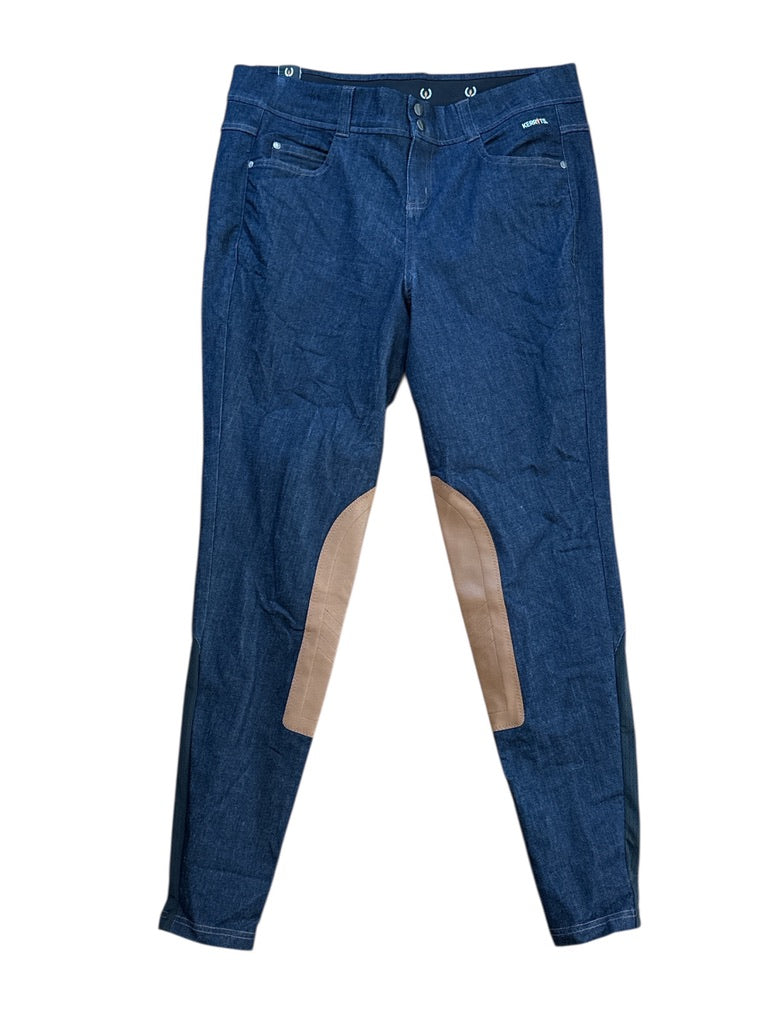 Kerrits Ladies’ Stretch Denim Knee-Patch Breech / Size Large NEW
