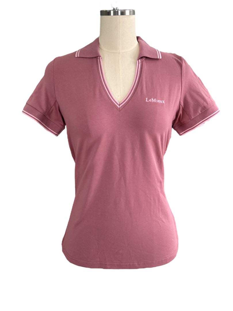 LeMieux Serena Sports Polo Training Short Sleeve Shirt Peony Pink US6 NEW