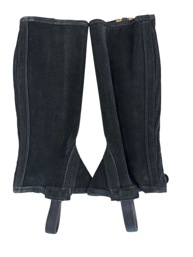 Tally Ho Children's Suede Half Chaps - Black / Size Small