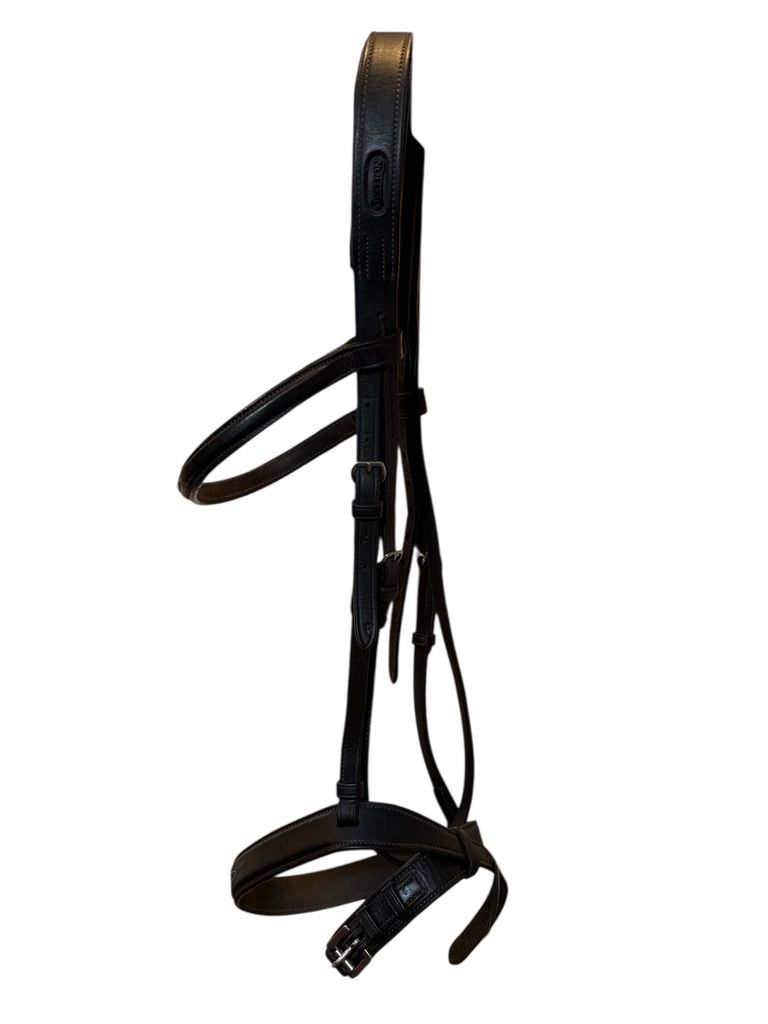 Ovation Elite Fancy Raised Flat Wide Noseband Traditional Crown - Dark Brown / Full Size - (No Reins)