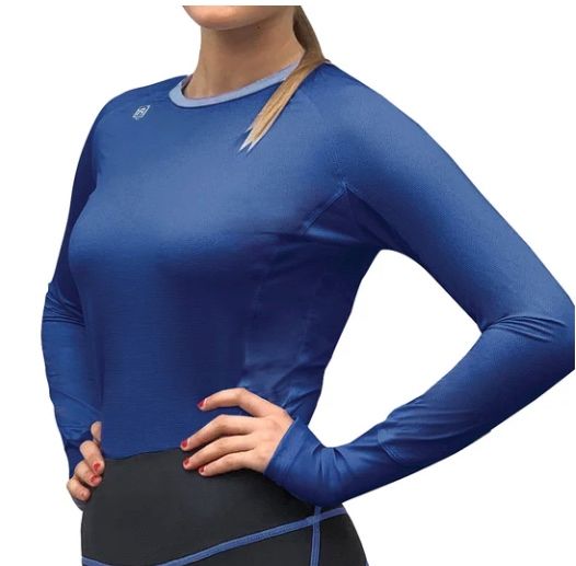 ROMFH Ladies Lucy Long Sleeve Tech Shirt -Marine Blue / Size Small NEW