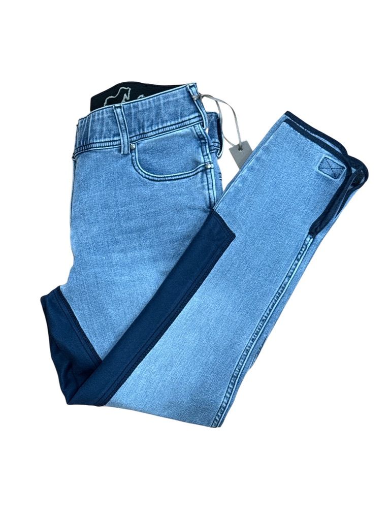 Goode Rider Equestrian Jean Denim Full Seat Breeches - Light Blue Wash / US 32