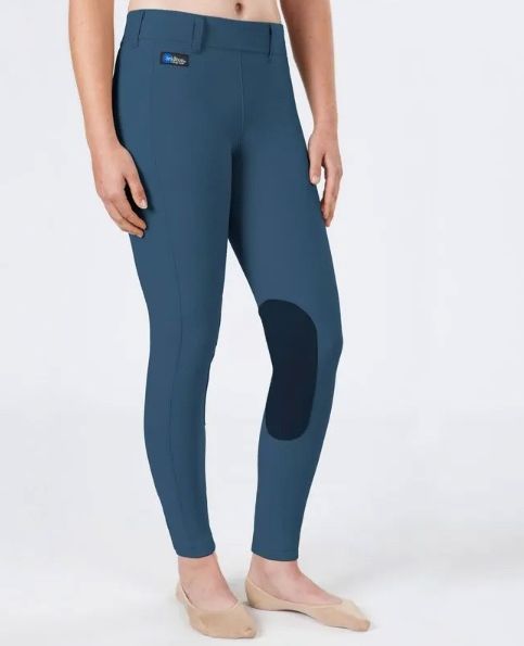 Irideon Girl's Cadence Teal Knee Patch Pull Up Riding Tights, M