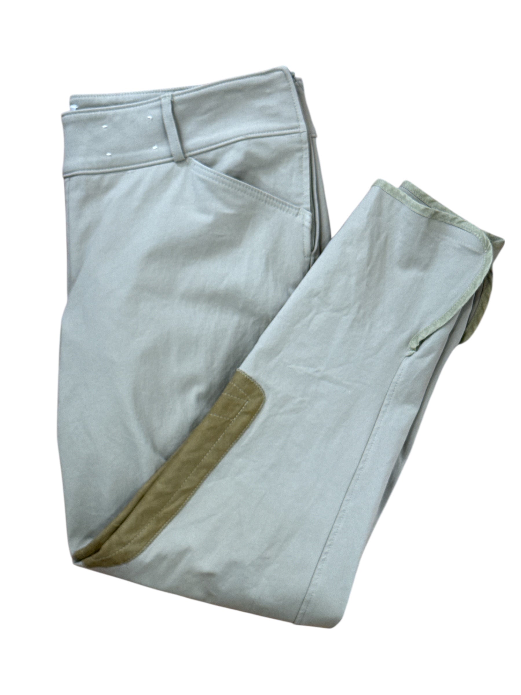 The Tailored Sportman Trophy Hunter Size Zip Knee Patch Breeches (Style #1964) Tan / Size US 34