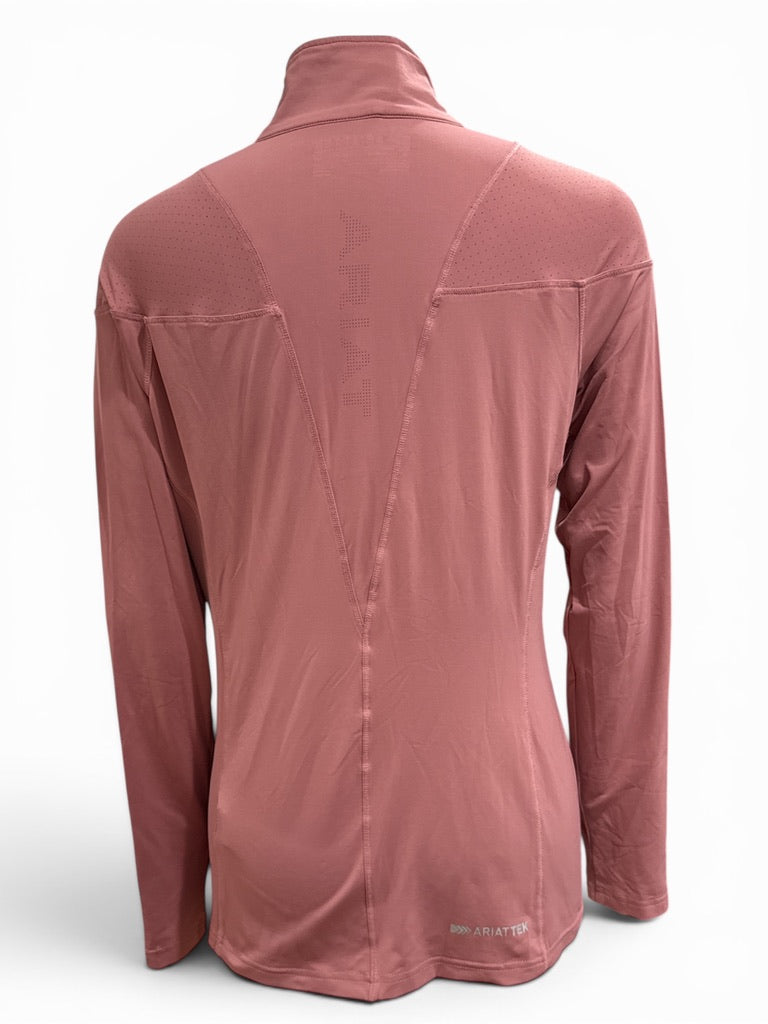 Ariat Tek Auburn 1/4 Zip Base Layer Long Sleeve Training Shirt Pink Small
