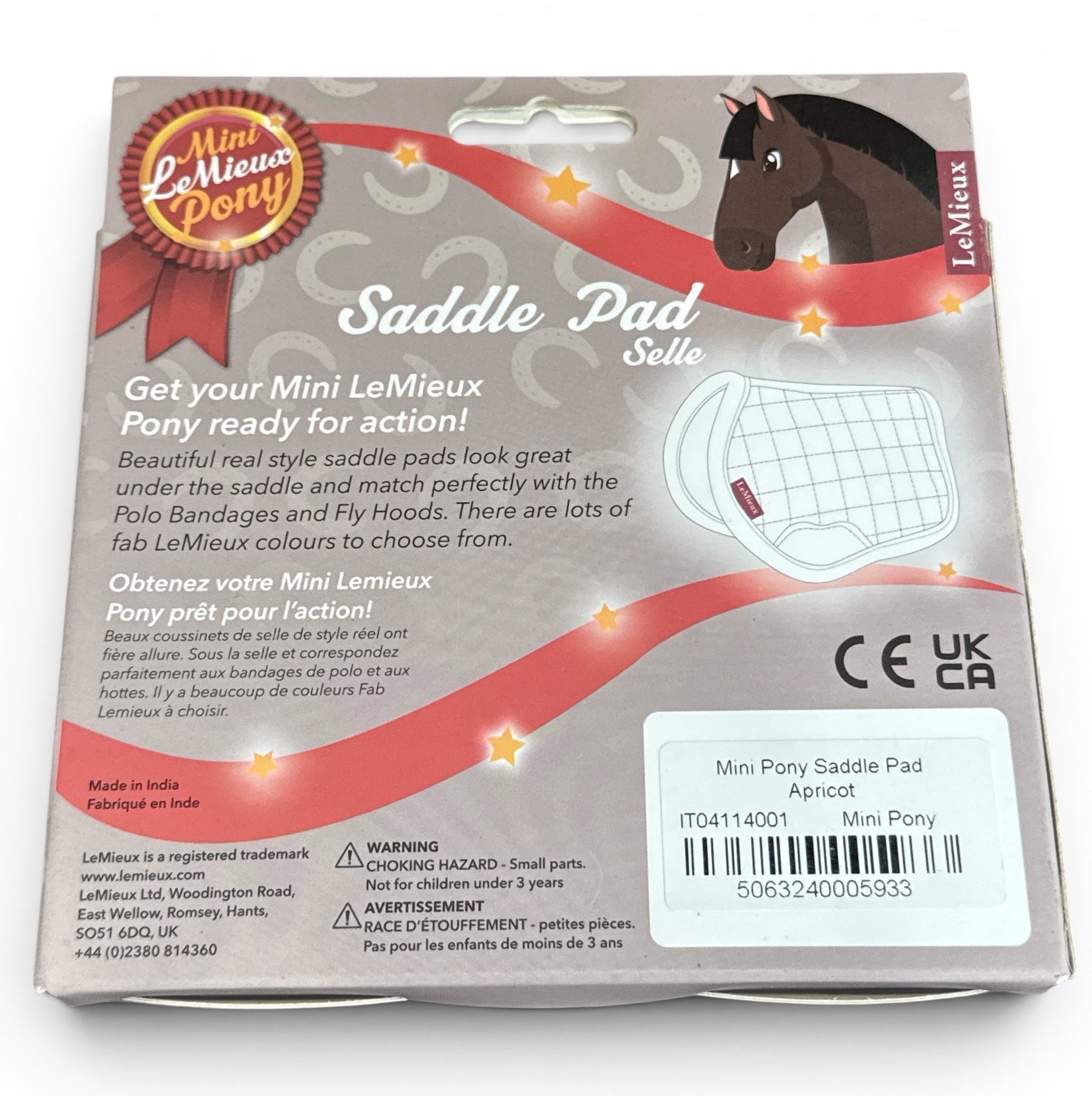 Package of Mini LeMieux Saddle Pad for Mini Pony on a white background