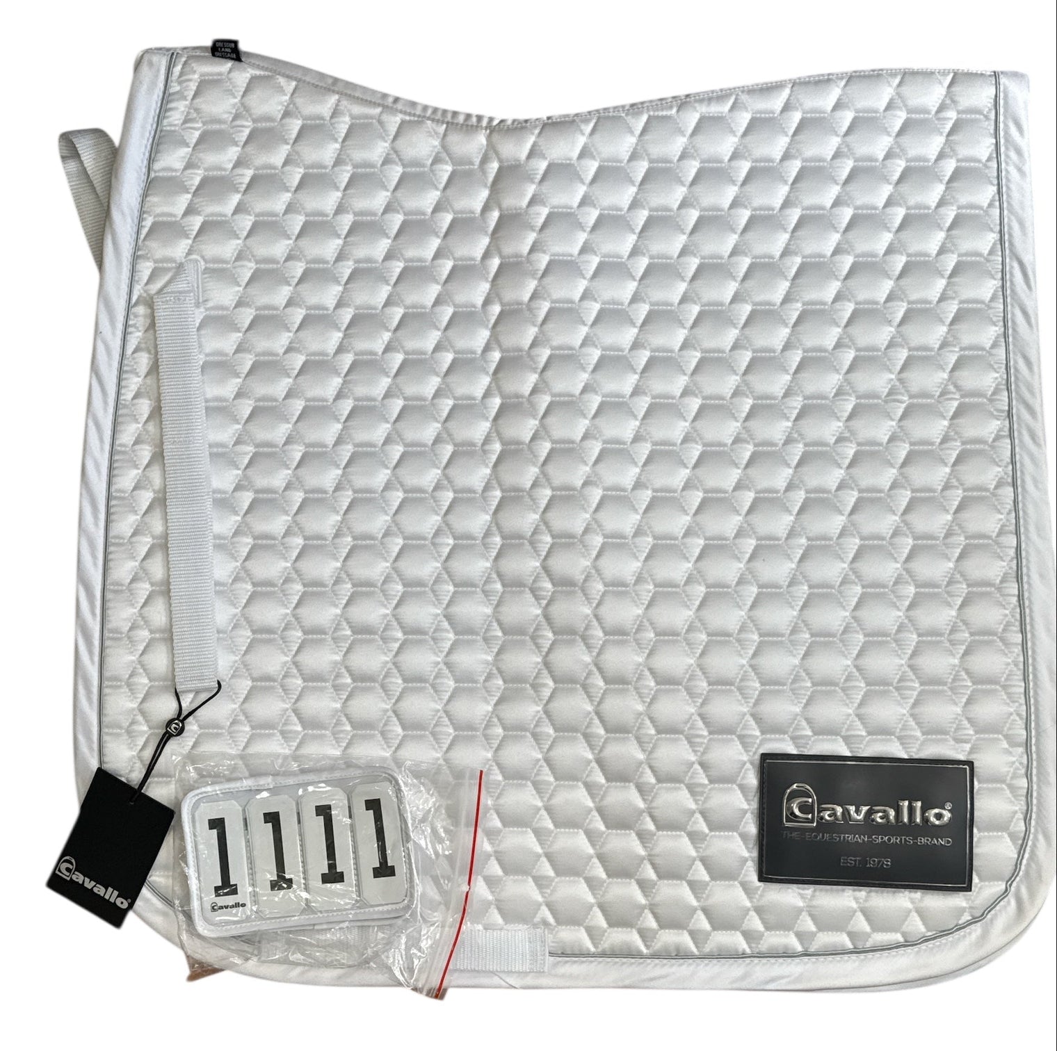 Cavallo Jolly Dressage Saddle Pad w/Velcro Number Holder White