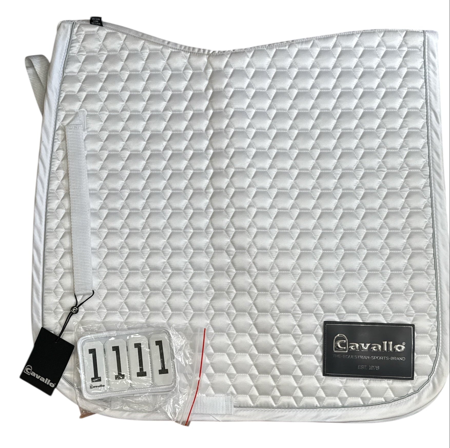 Cavallo Jolly Dressage Saddle Pad w/Velcro Number Holder White