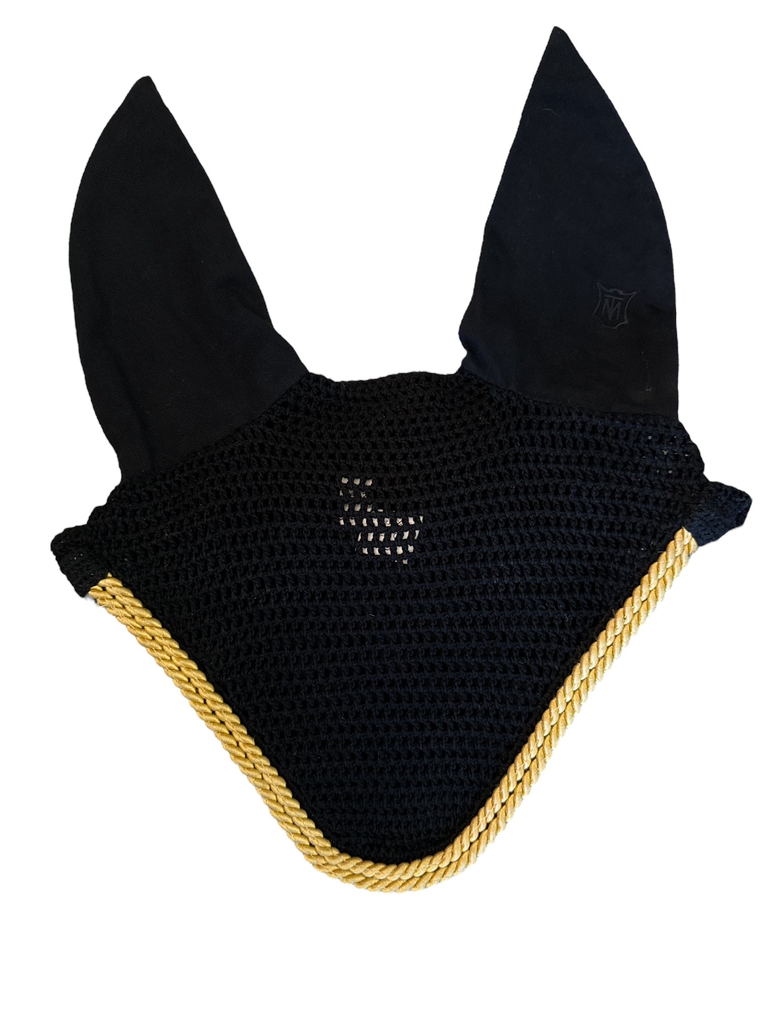 Mattes Fly Bonnet - Black with Gold Piping / Size Large