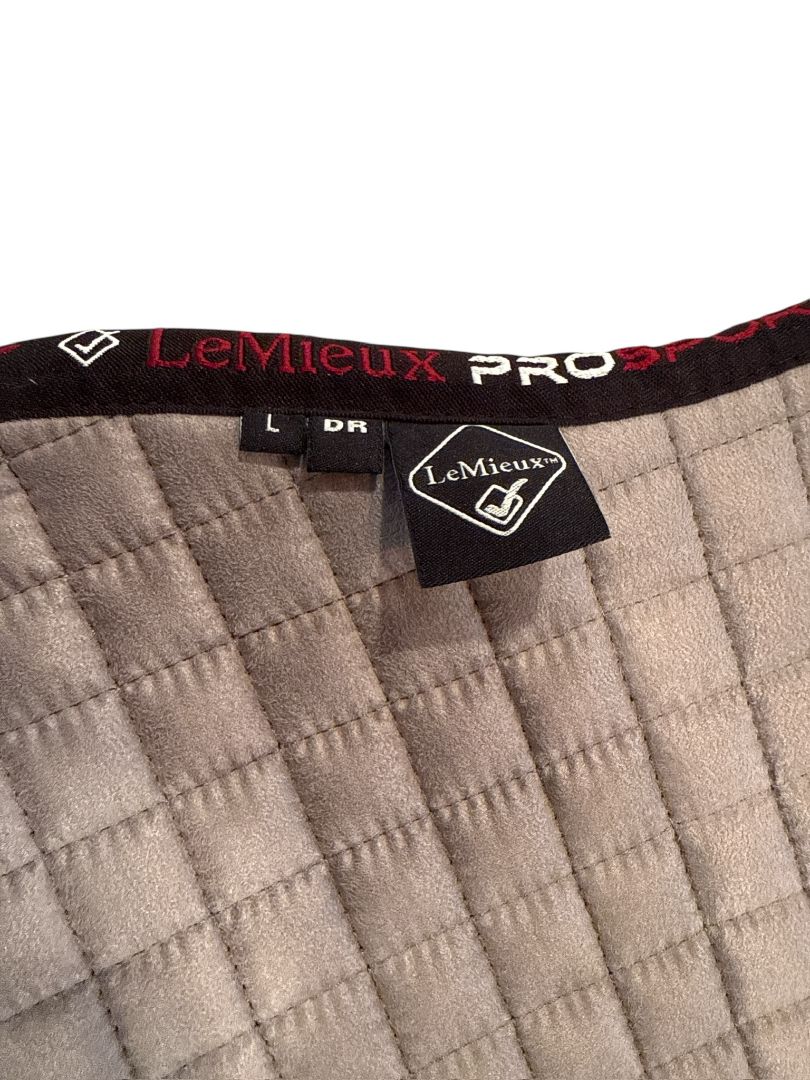 LeMieux Pro Sport Suede Dressage Square Saddle Pad - Size Large Grey/Tan